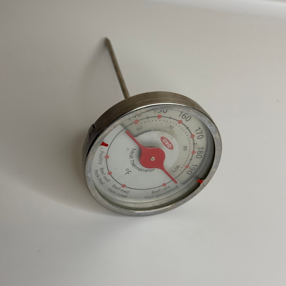 OXO‎ Good Grips Analog Meat Thermometer Stainless Steel Kitchen Tool Silver Red